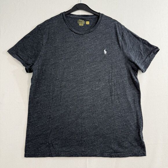 Polo Ralph Lauren Shirt Men Custom Slim Fit XL Short Sleeve Crew Heather Gray - Picture 1 of 7